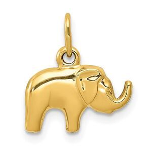 14k Yellow Gold Small 3D Polished Elephant Charm